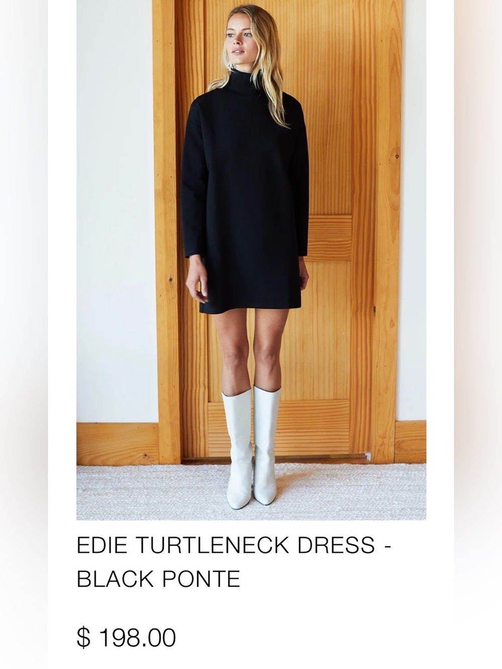 EMERSON FRY Small Black Edie Turtleneck Ponte Mini Dress Orig$198 Excellent Cond